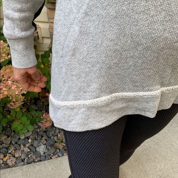 Free People grey sweater, black sleeve panels, cowl collar, distressed,ragged, S - Picture 15 of 15